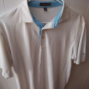 Peter Millar white and blue summer comfort polo